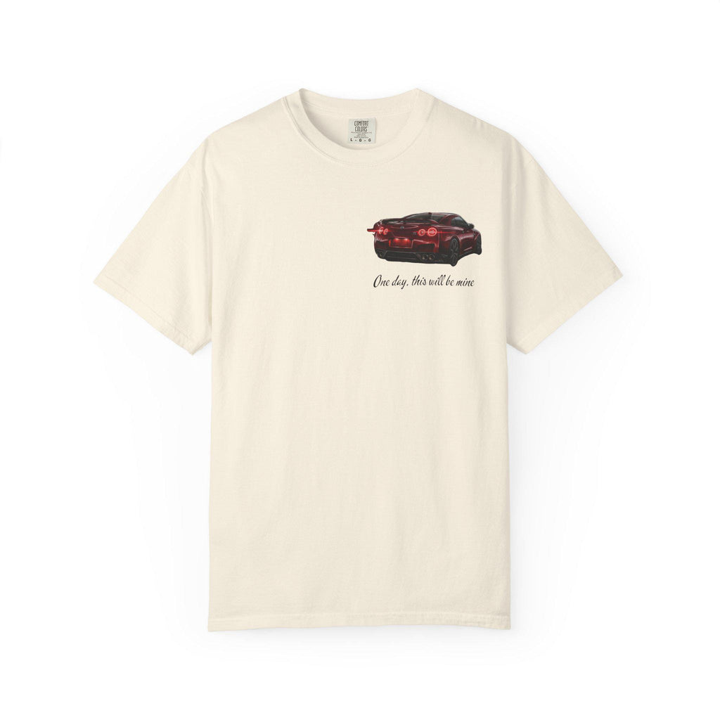 Sports Car graphic T-Shirt | Small Chest Print, Script Text