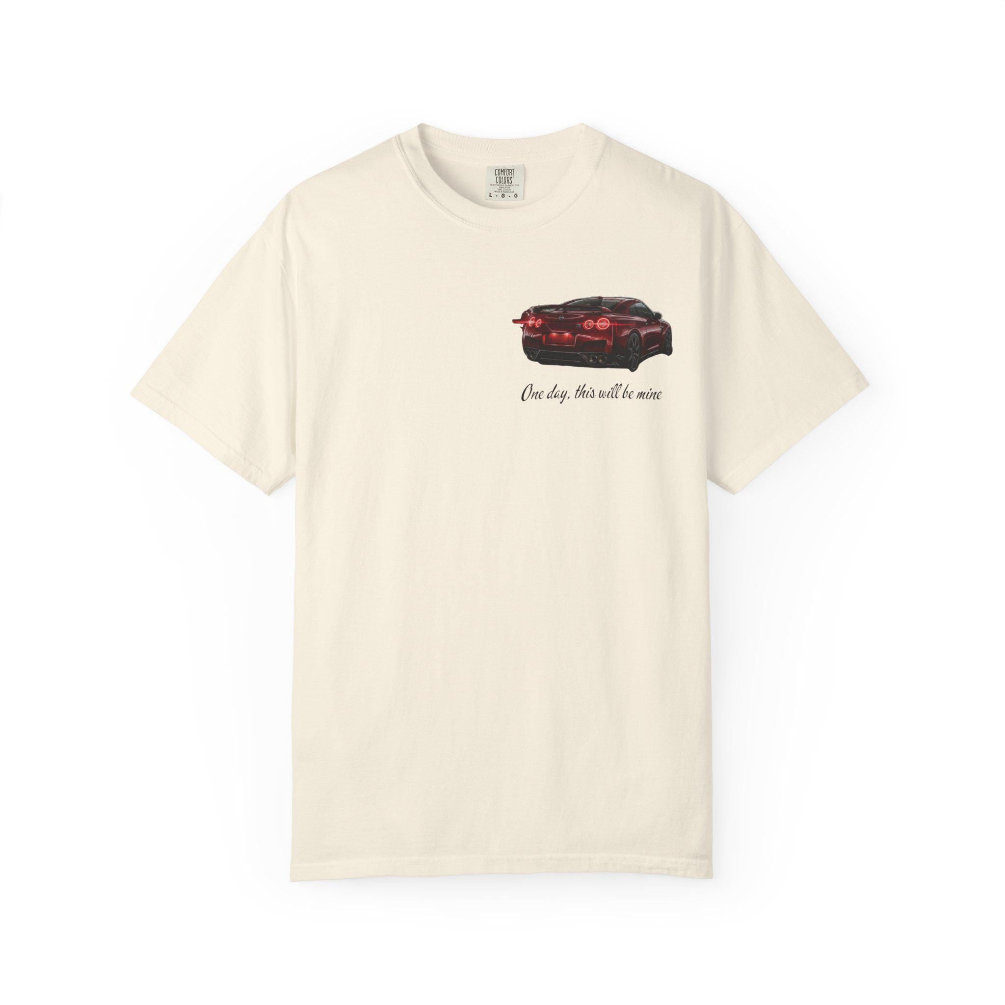 Sports Car graphic T-Shirt | Small Chest Print, Script Text