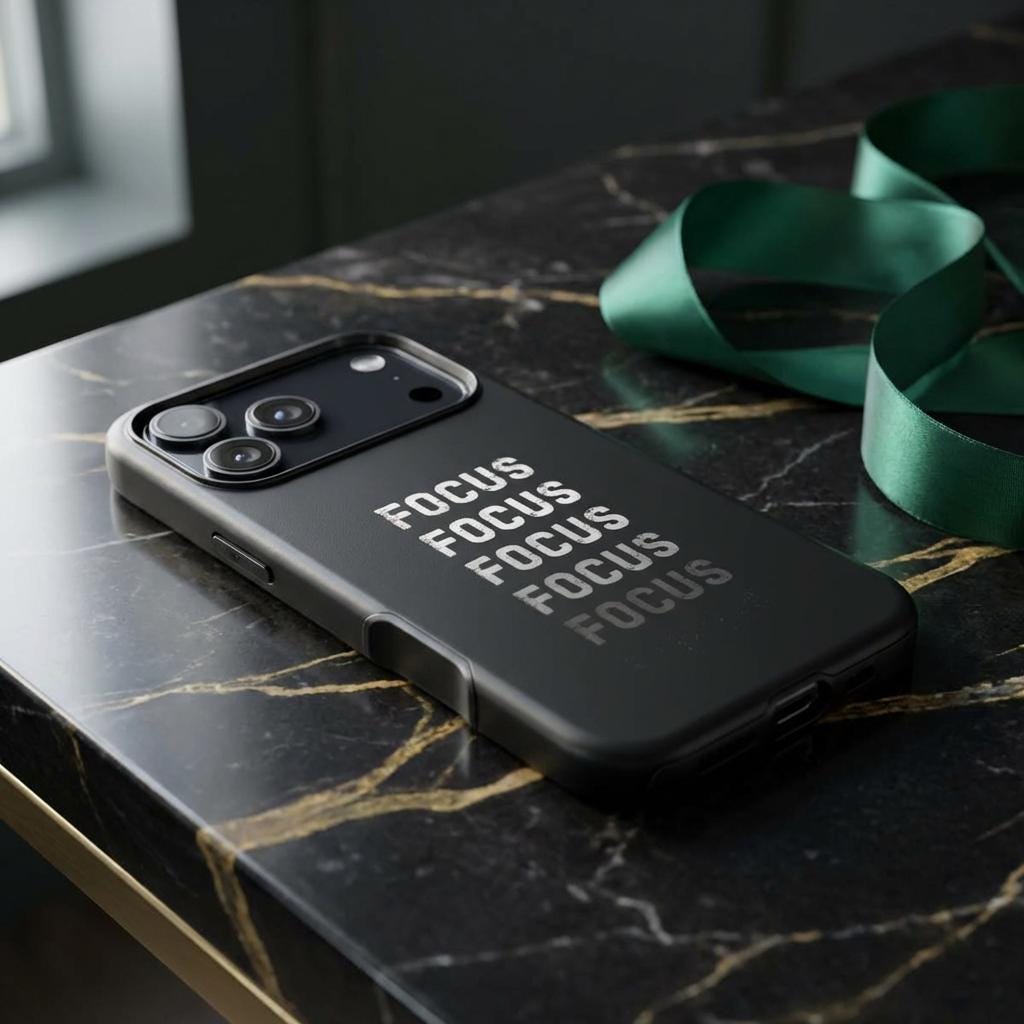 FOCUS repeated text phone case | motivational typography iPhone case
