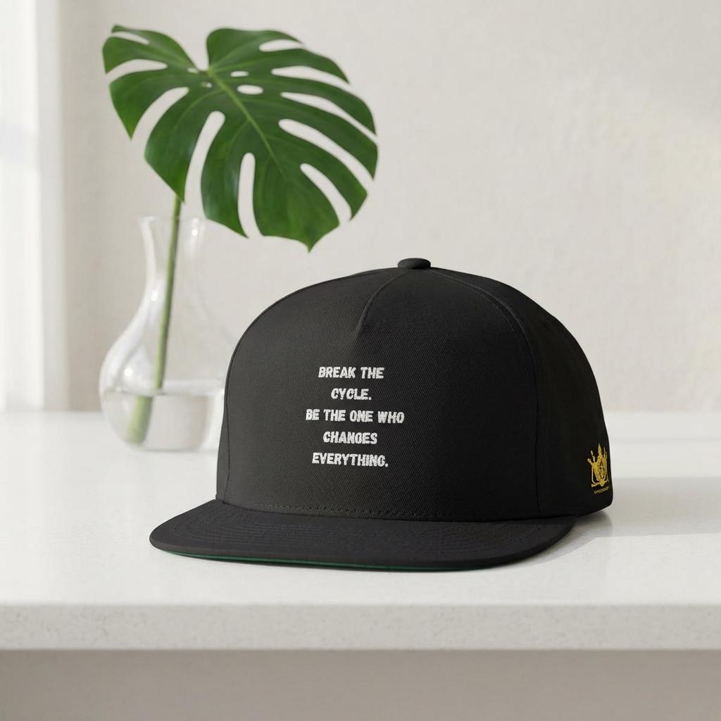 Break the Cycle Embroidered Flat Bill Cap | Inspirational Quote Snapback
