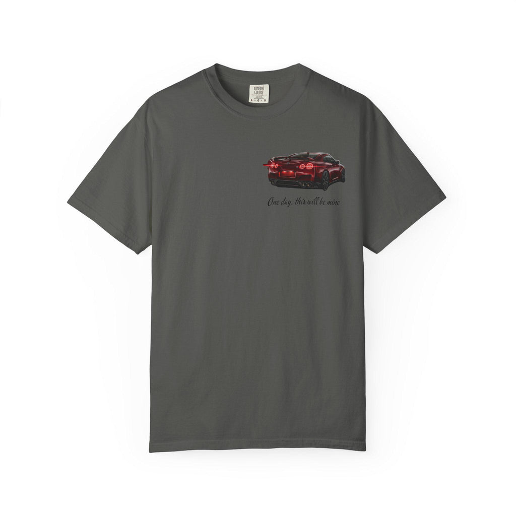 Sports Car graphic T-Shirt | Small Chest Print, Script Text