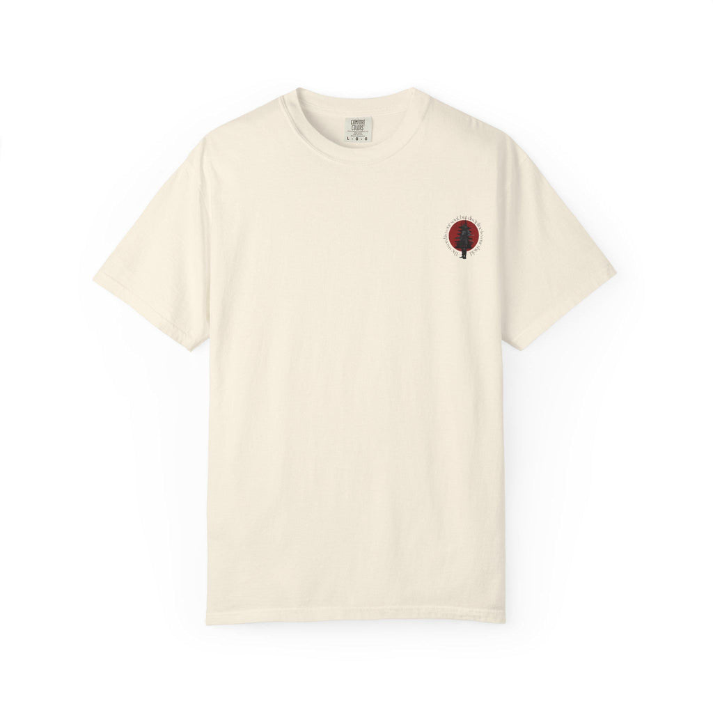 Samurai Silhouette Red Sun T-shirt | Japanese Pagoda Graphic
