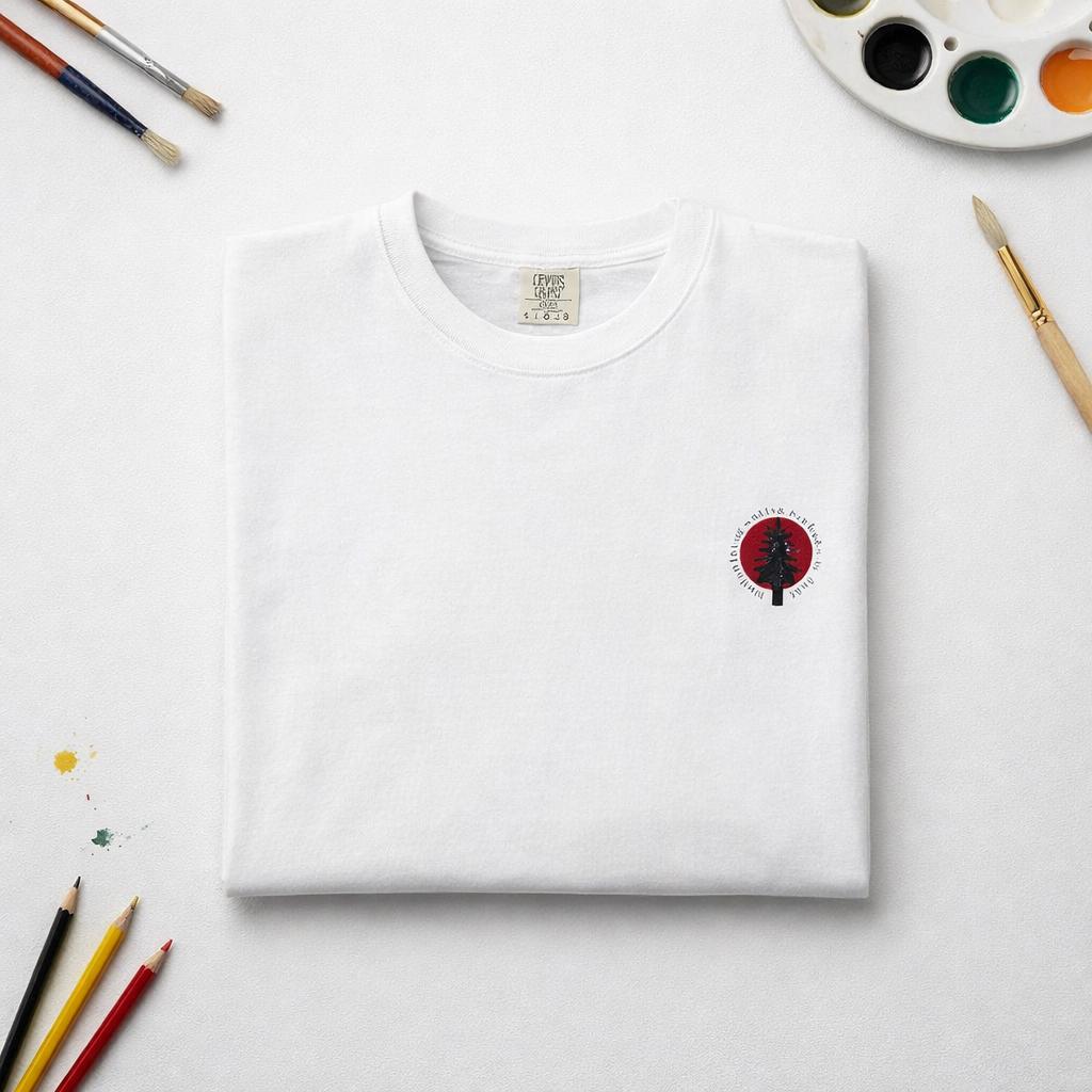 Samurai Silhouette Red Sun T-shirt | Japanese Pagoda Graphic