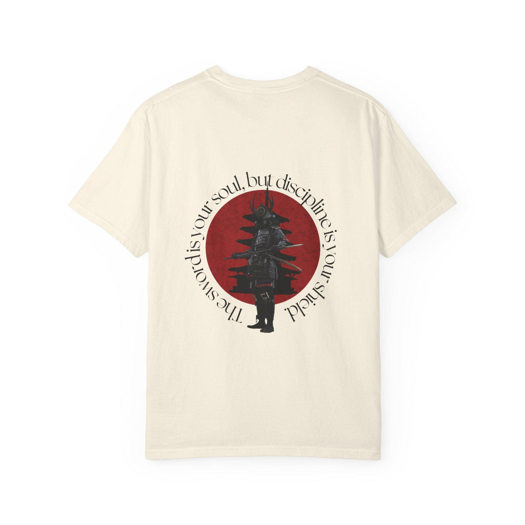 Samurai Silhouette Red Sun T-shirt | Japanese Pagoda Graphic