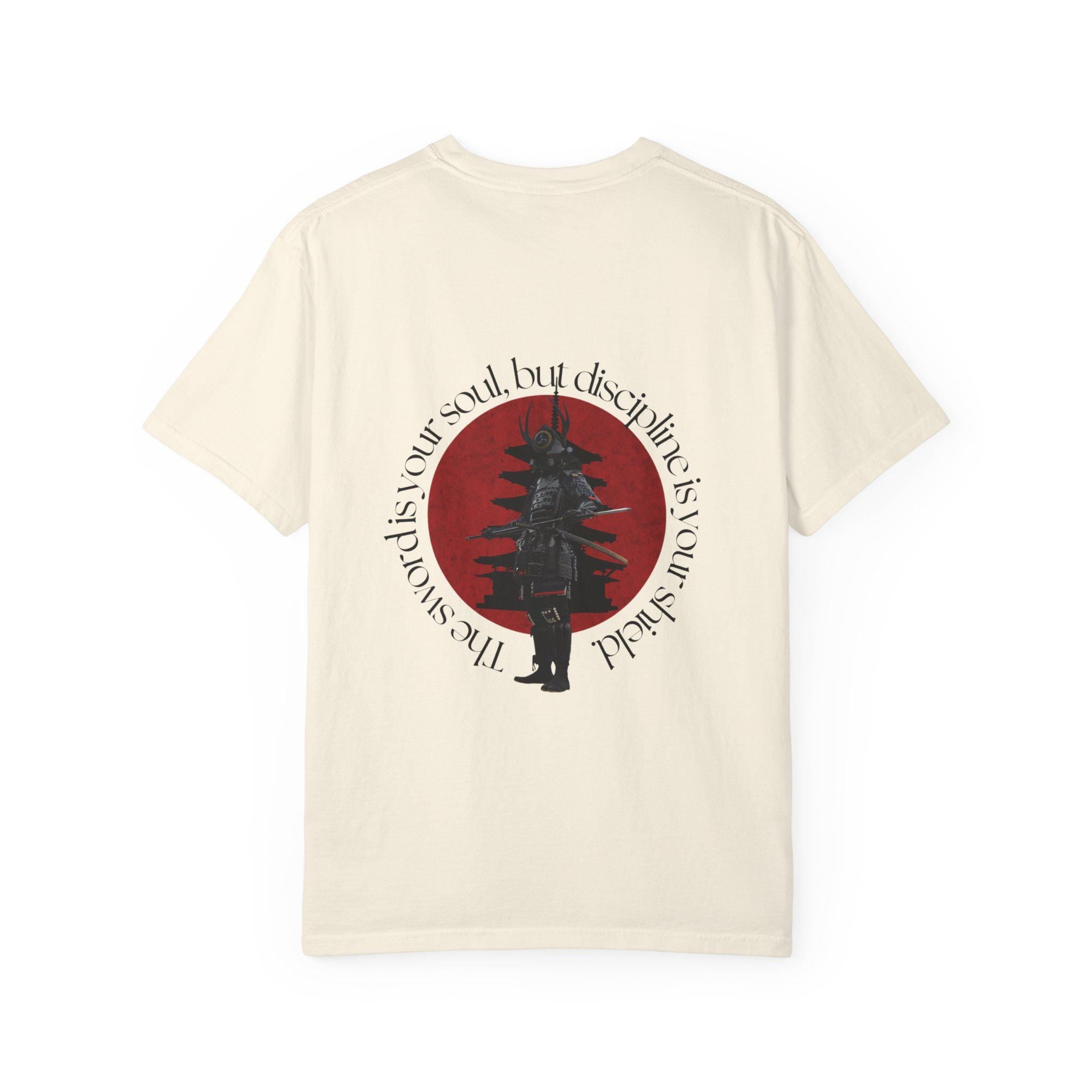 Samurai Silhouette Red Sun T-shirt | Japanese Pagoda Graphic