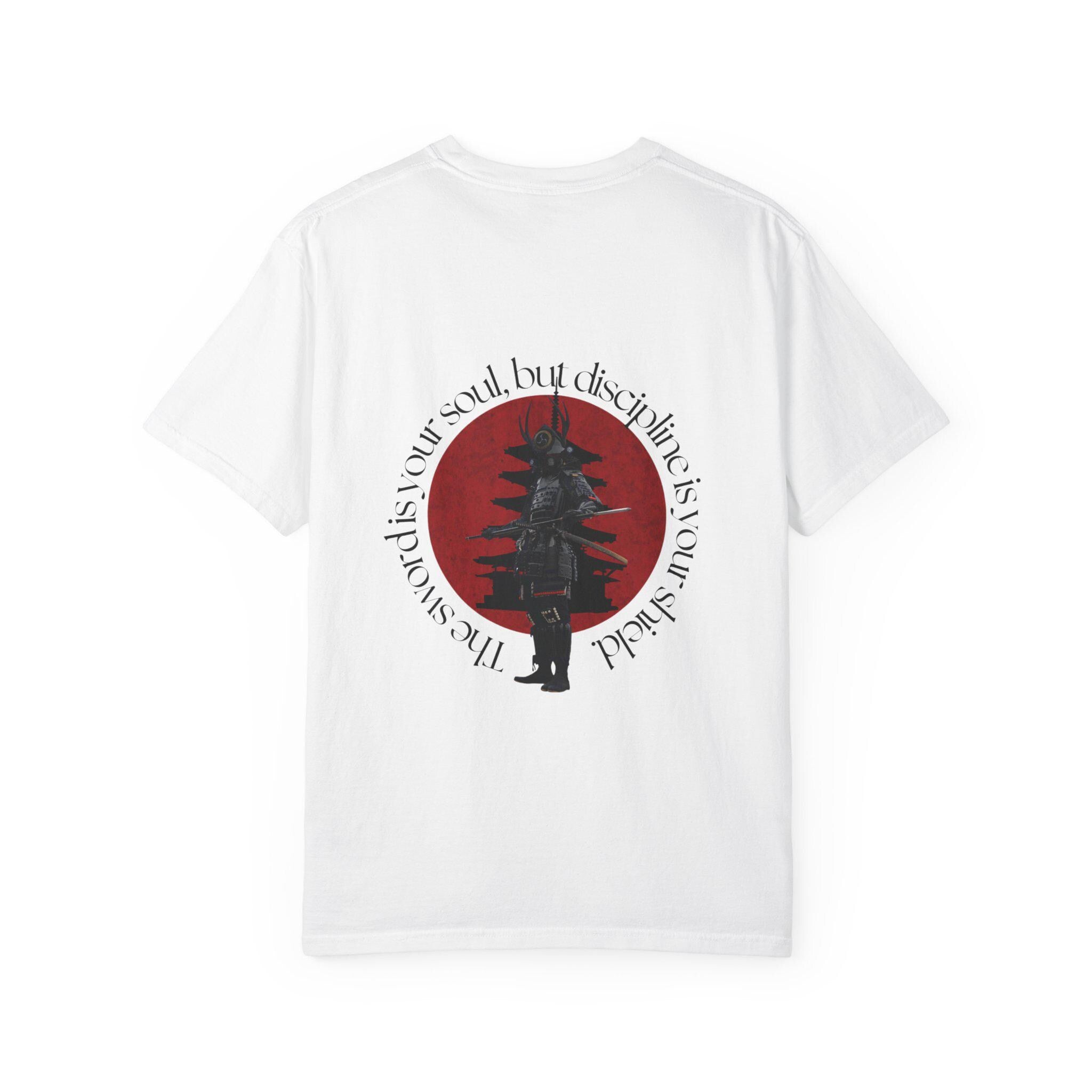 Samurai Silhouette Red Sun T-shirt | Japanese Pagoda Graphic
