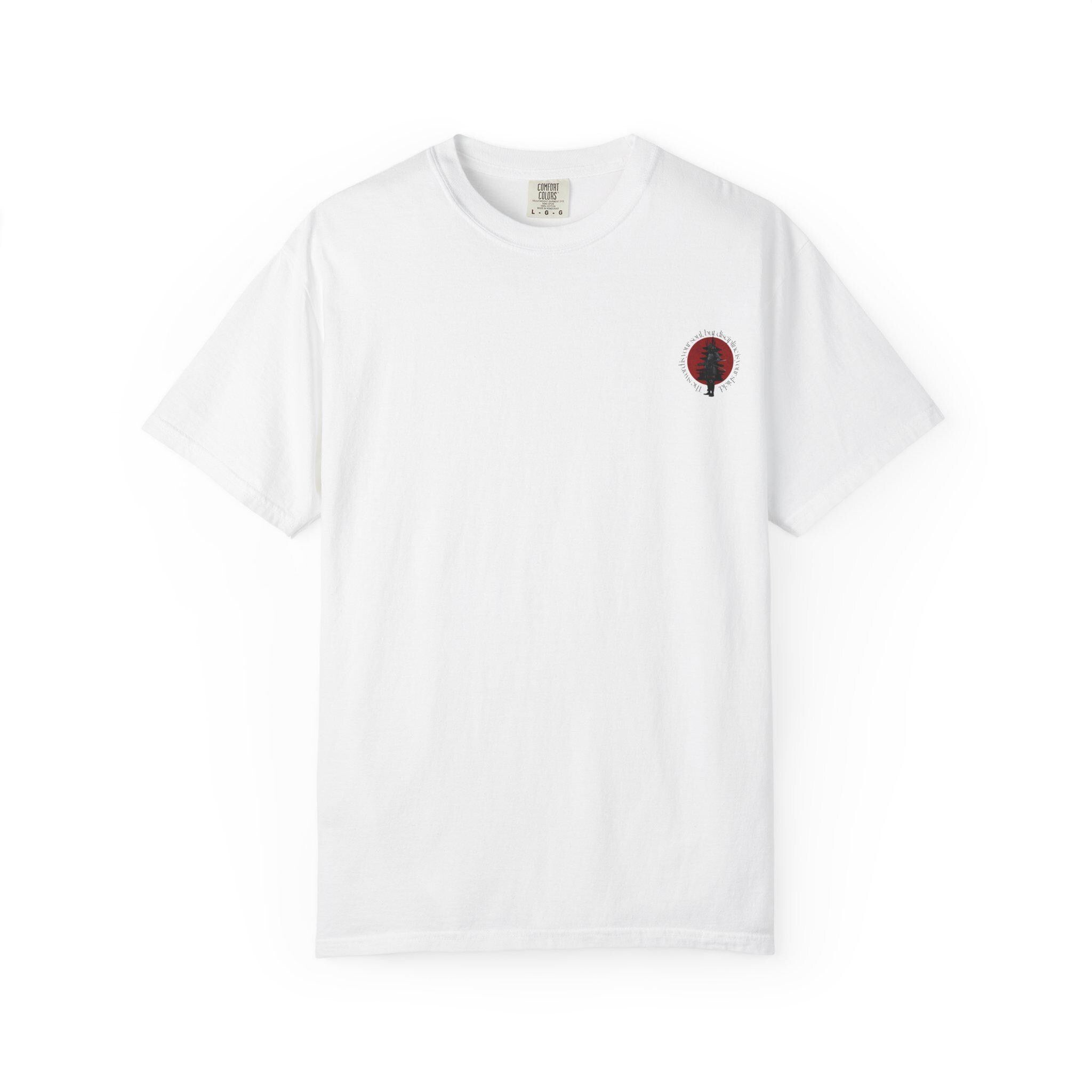 Samurai Silhouette Red Sun T-shirt | Japanese Pagoda Graphic