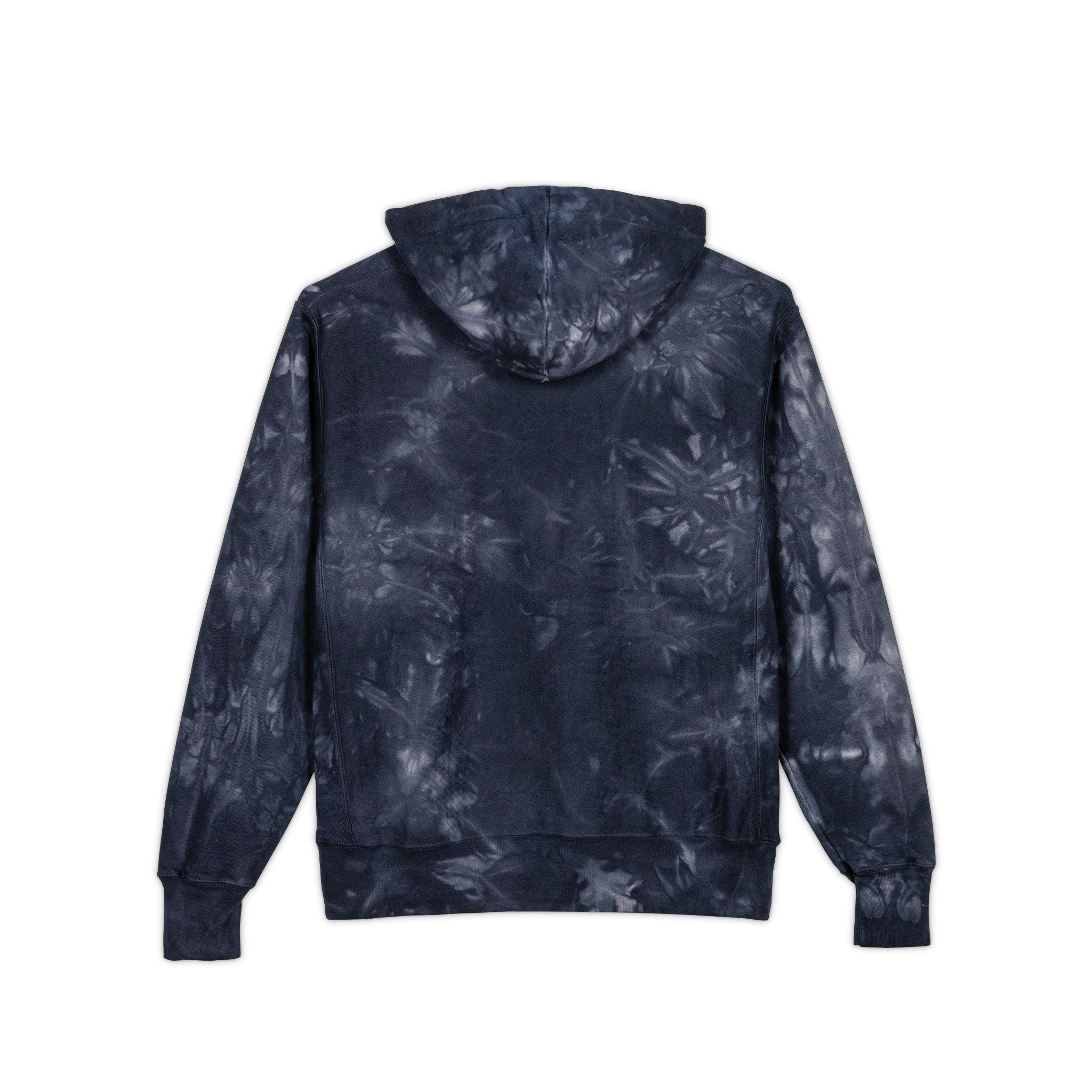 Yellow Floral Crest embroidery Hoodie | Black Tie-Dye Hoodie