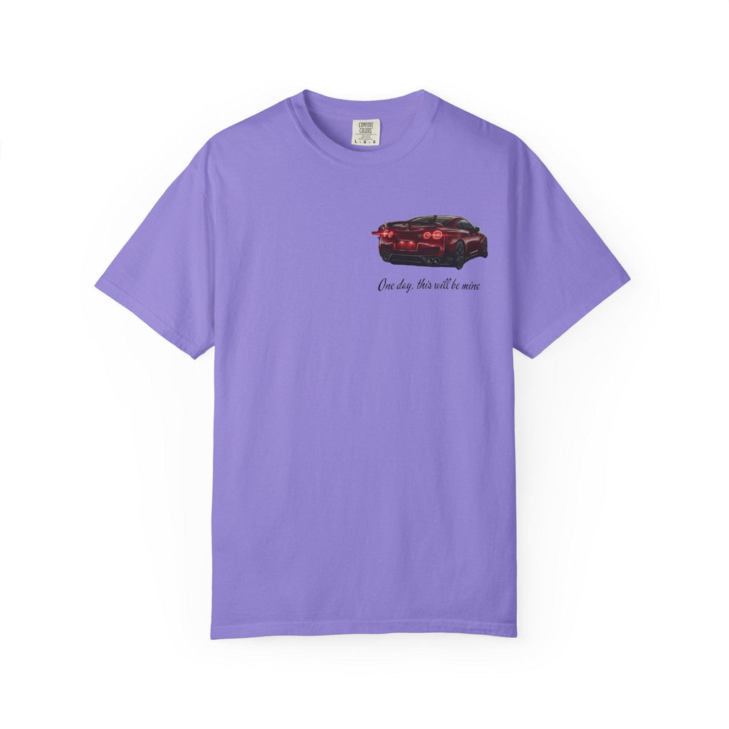 Sports Car graphic T-Shirt | Small Chest Print, Script Text