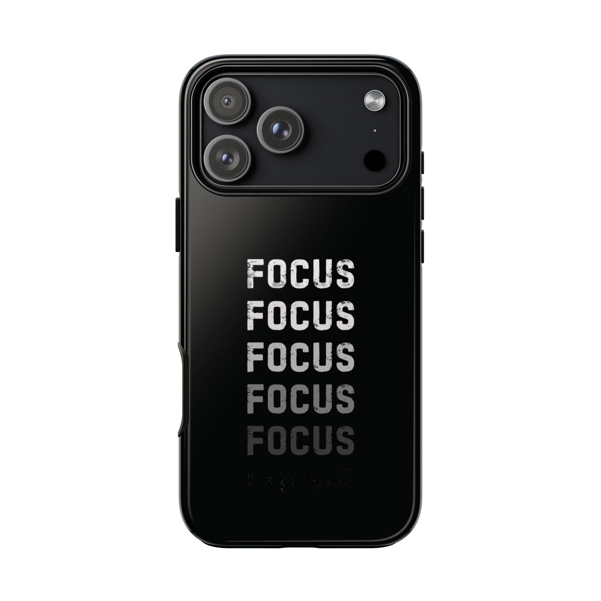 FOCUS repeated text phone case | motivational typography iPhone case