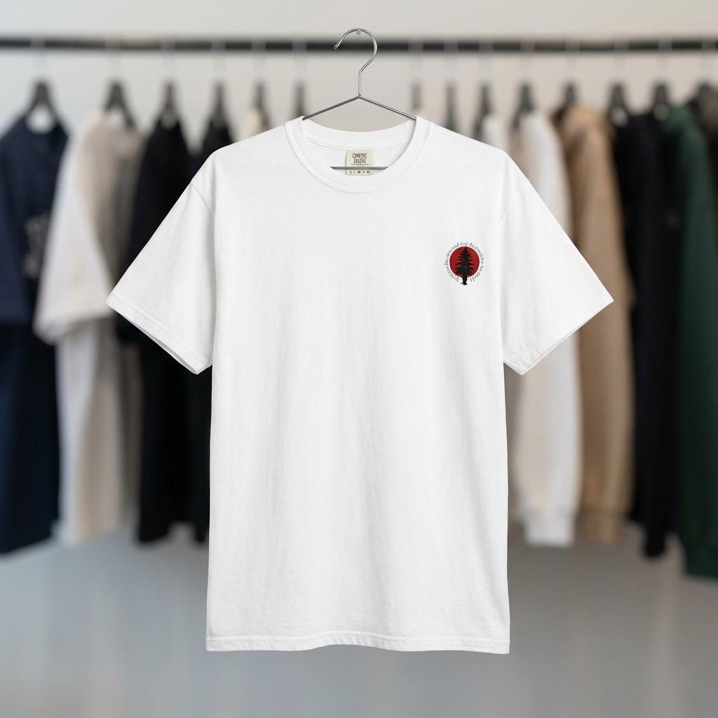 Samurai Silhouette Red Sun T-shirt | Japanese Pagoda Graphic
