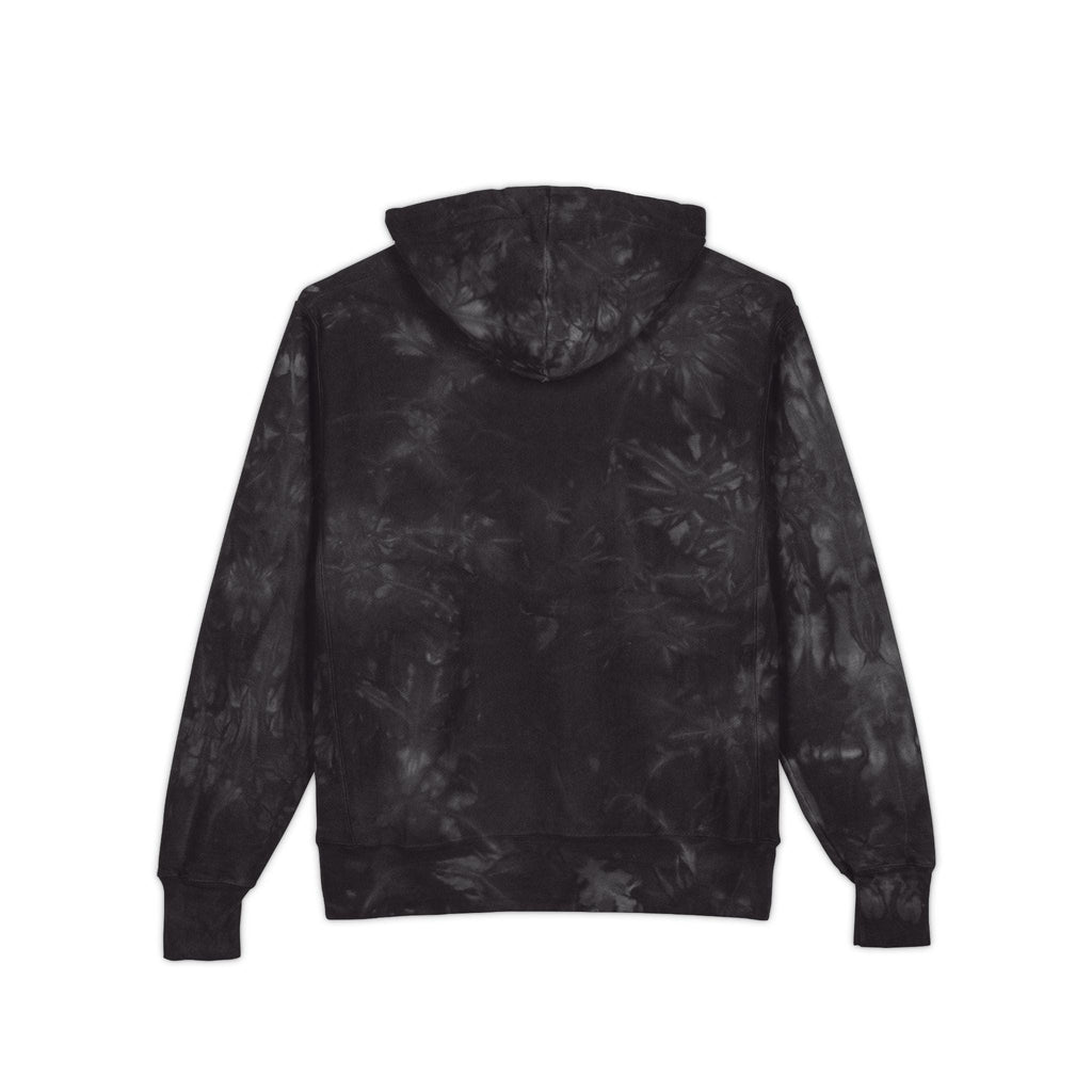 Yellow Floral Crest embroidery Hoodie | Black Tie-Dye Hoodie