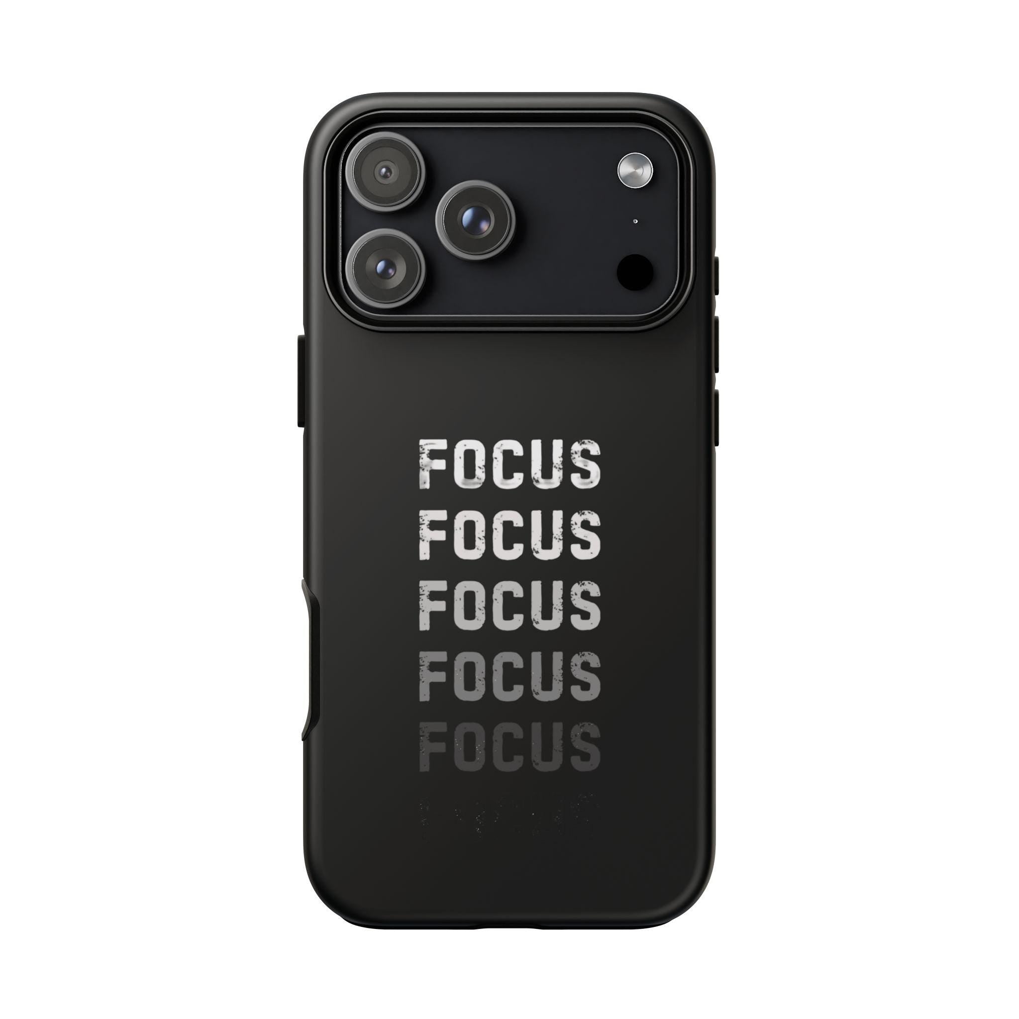 FOCUS repeated text phone case | motivational typography iPhone case