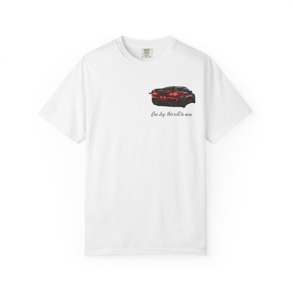 Sports Car graphic T-Shirt | Small Chest Print, Script Text