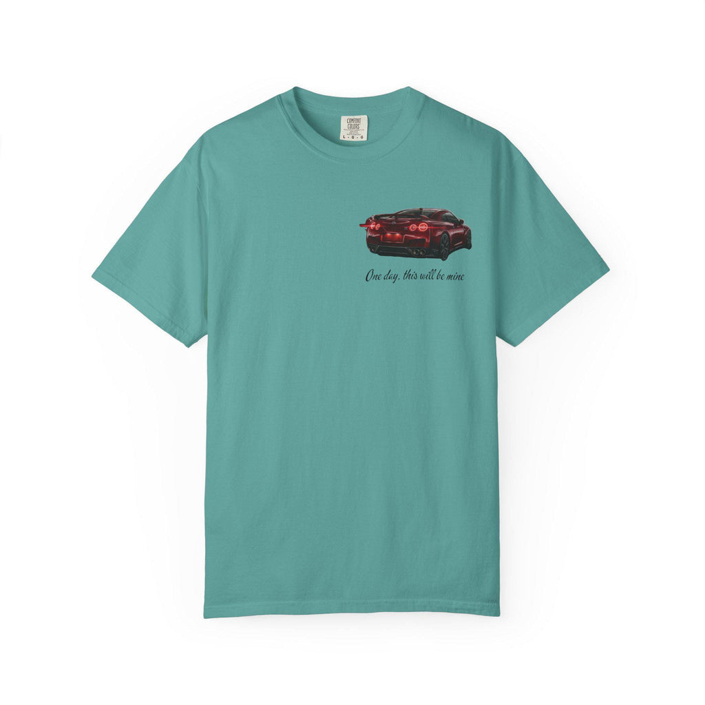 Sports Car graphic T-Shirt | Small Chest Print, Script Text