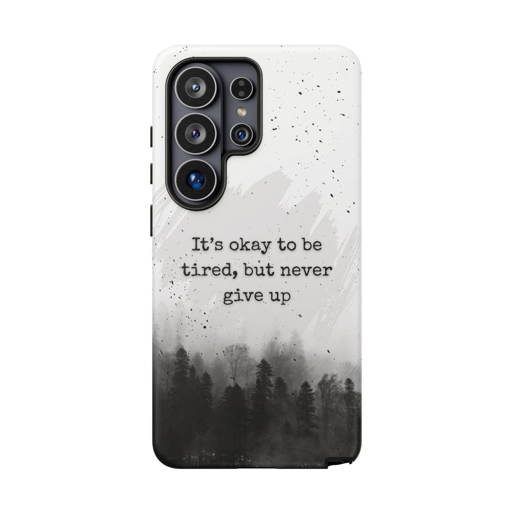 Never give up phone case | motivational forest watercolor phone case